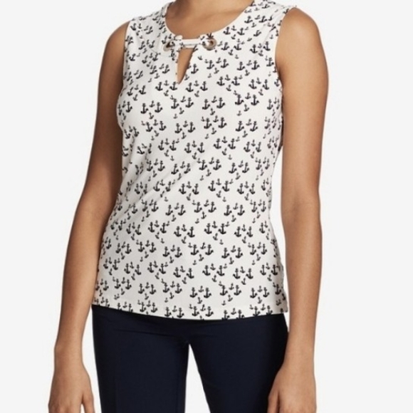 Tommy Hilfiger Anchor Print Sleeveless Top Small *C5 - Picture 3 of 10